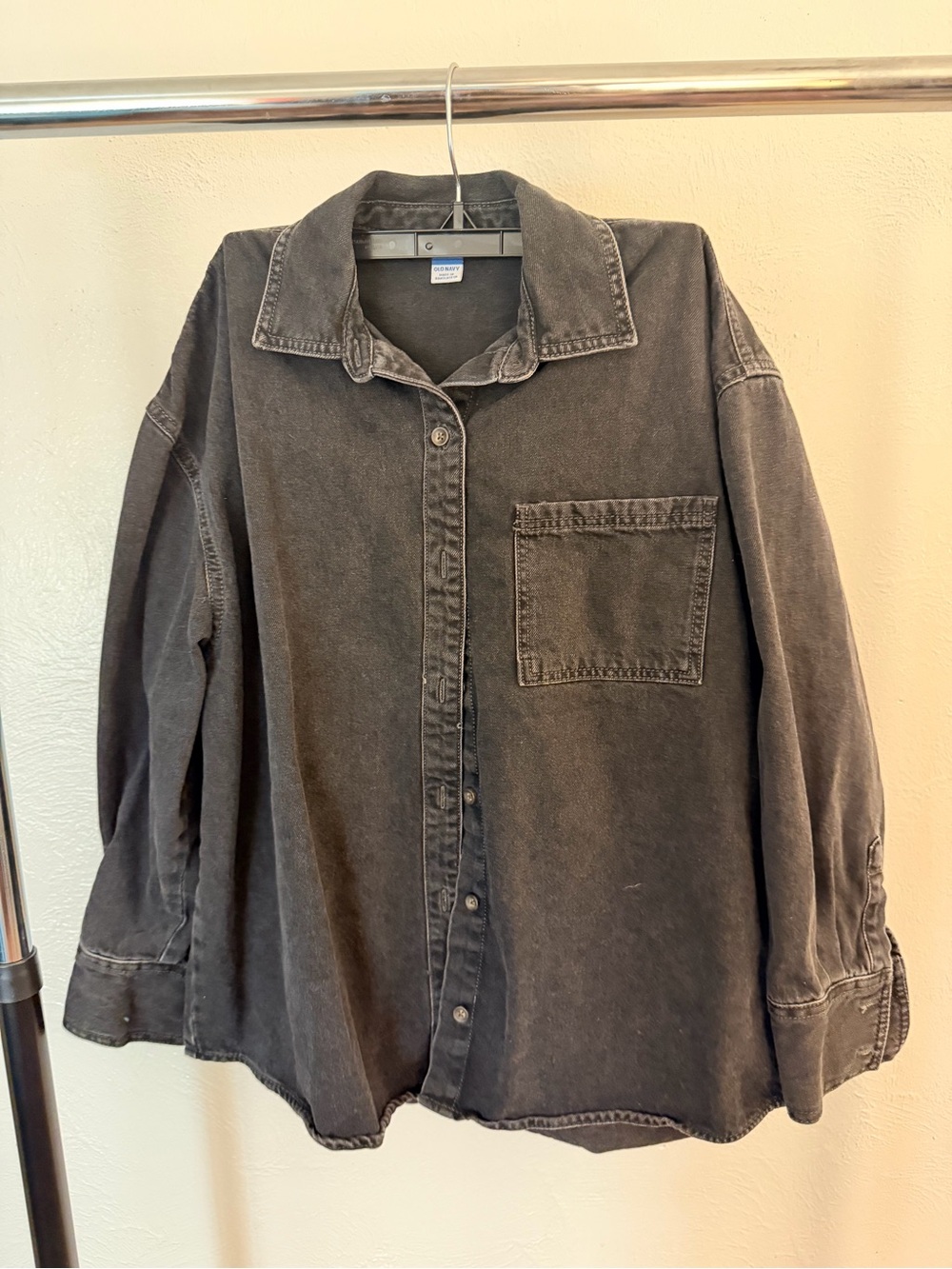Old Navy Washed Black Denim Oversized Shirt Jacket - Size Small